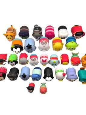 Lot of 30 Tsum Tsum Vinyl Figurines Marvel Disney Various Sizes Jakks GUC